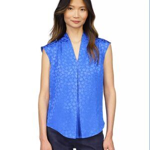Michael Kors royal blue floral jacquard shell Size M
